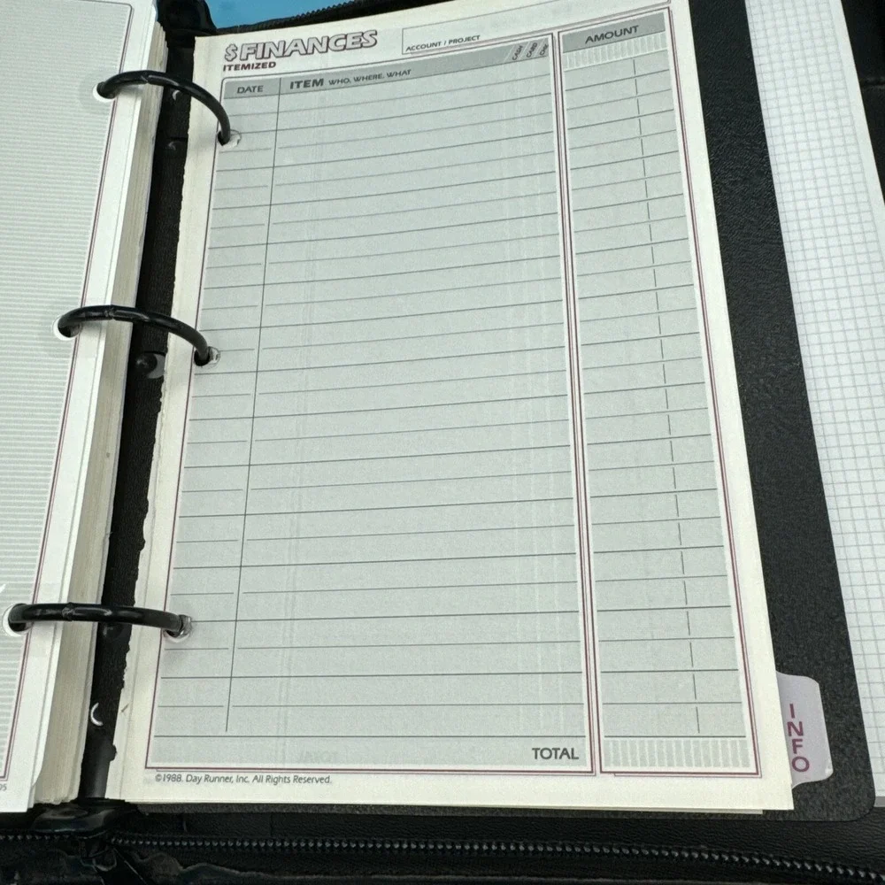 Dayrunner Planner Organizer Black & LOTS of Inserts Full Zip Vintage‎ 90s 1990s